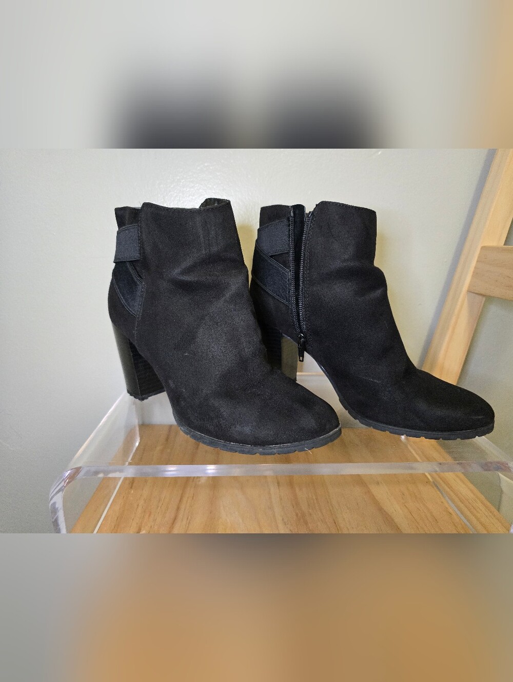 Women's Black Ankle Boots - Classic Suede Look